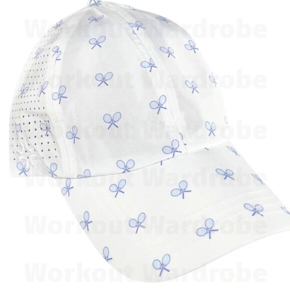 VimHue Women's Tennis Cap Tennis Racquet Print Only (Blue) UPF 50+ - Picture 1 of 2